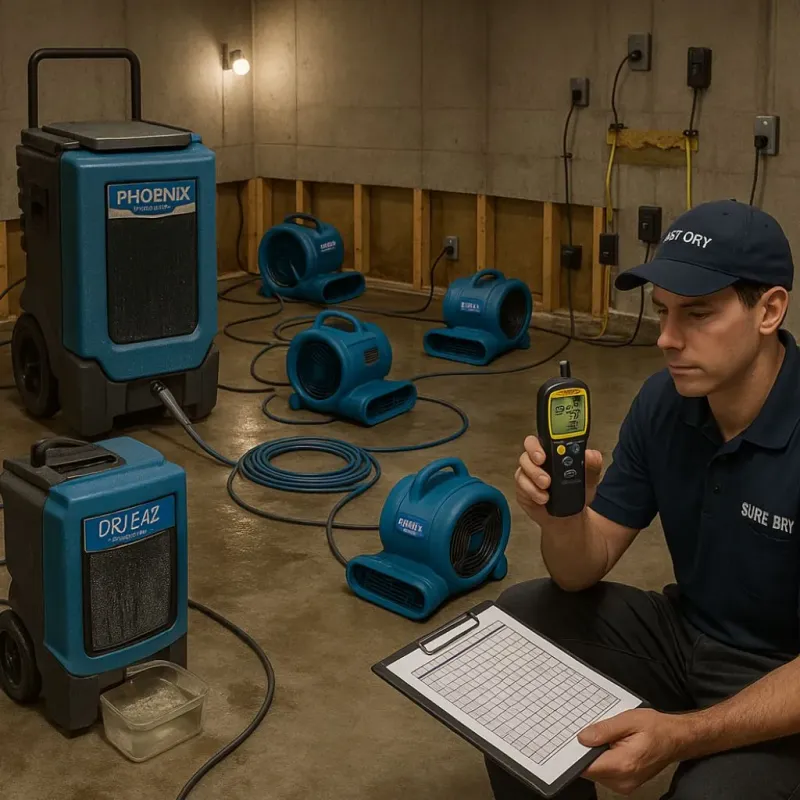 Structural Drying and Dehumidification process in Gun Barrel City, TX